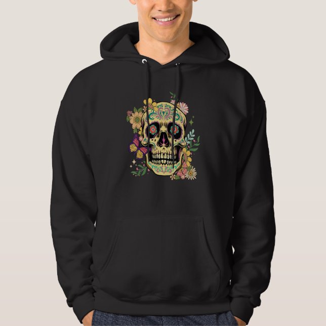 Dia De Los Muertos Sugar Skull Flower Day Of The D Hoodie (Framsida)