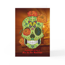 Dia de los Muertos Sugar Skull, Flowers en Espoñol