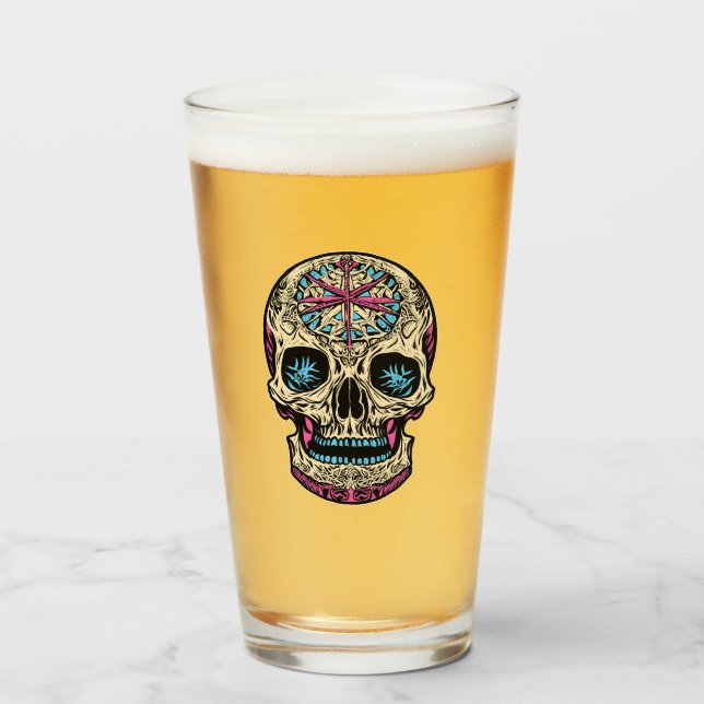 Dia De Los Muertos Sugar Skull Glaskopp (Framsida fylld)