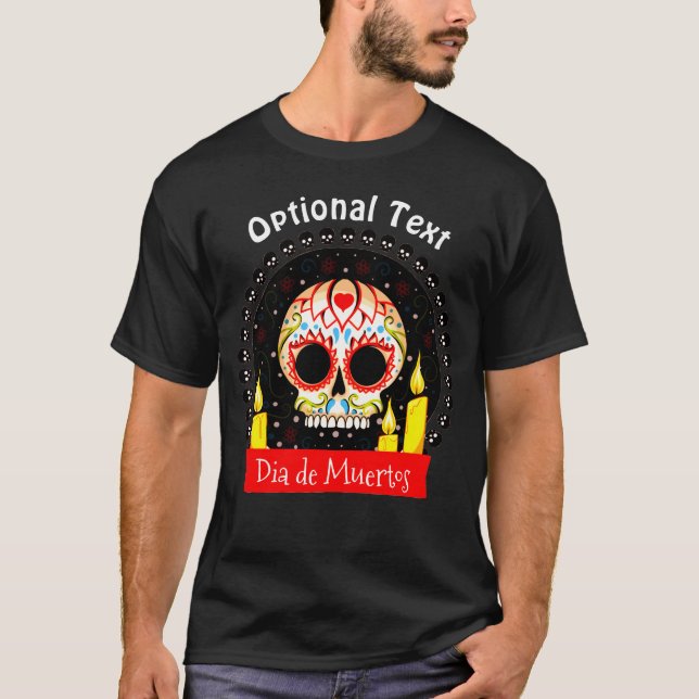 Dia de los Muertos Sugar Skull Halloween T Shirt (Framsida)