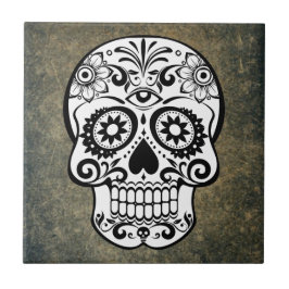 Dia De Los Muertos Sugar Skull Kakelplatta