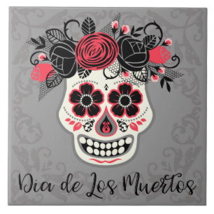 Dia de los Muertos Sugar Skull Kakelplatta