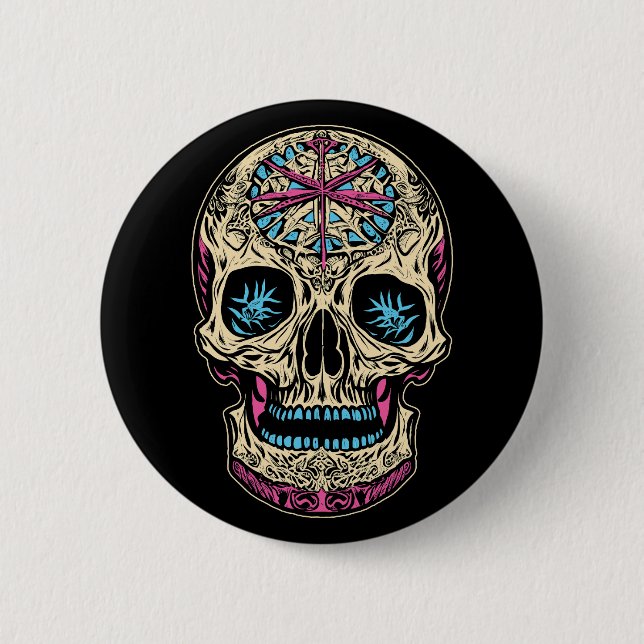 Dia De Los Muertos Sugar Skull Knapp (Framsida)