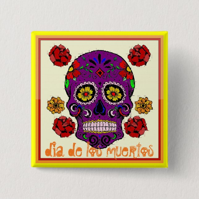 Dia de los muertos - Sugar Skull-knapp Knapp (Framsida)