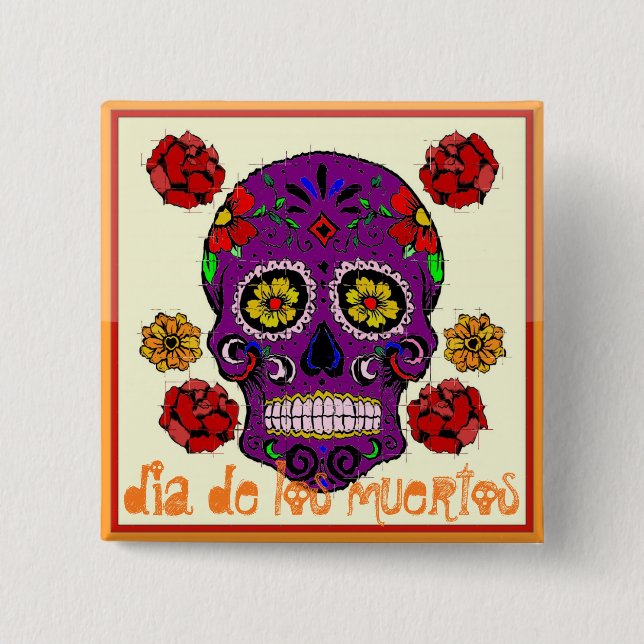 Dia de los muertos - Sugar Skull-knapp Knapp (Framsida)