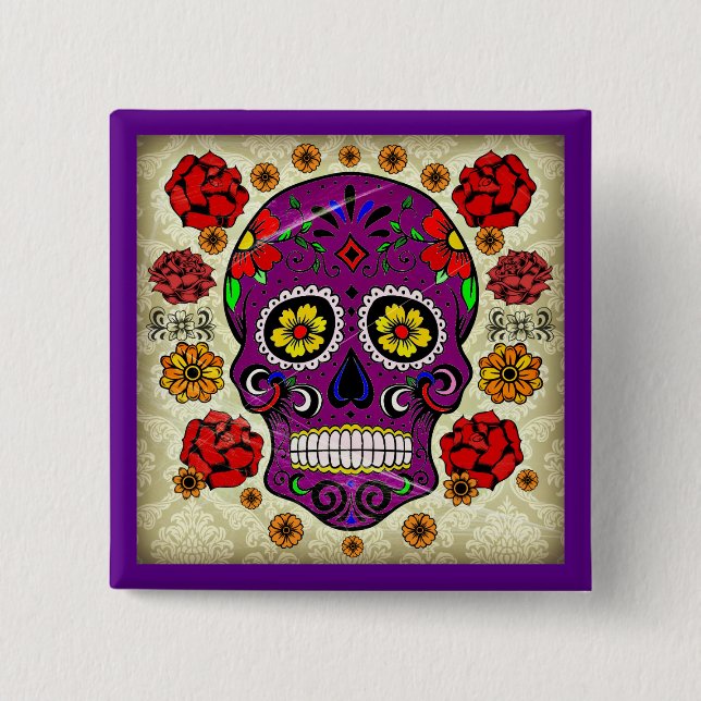 Dia de los muertos - Sugar Skull-knapp Knapp (Framsida)