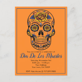 Dia De Los Muertos Sugar Skull Party Inbjudan Vykort