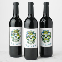 Dia De Los Muertos Sugar Skull Party White Vinflaska Etikett