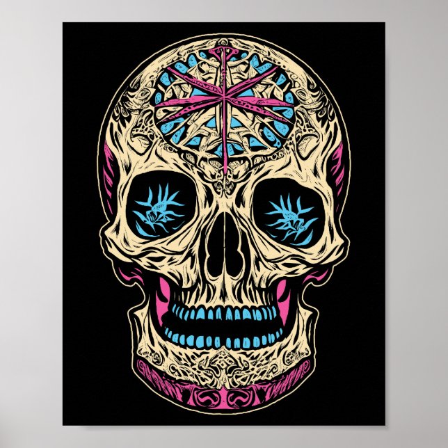 Dia De Los Muertos Sugar Skull Poster (Framsidan)