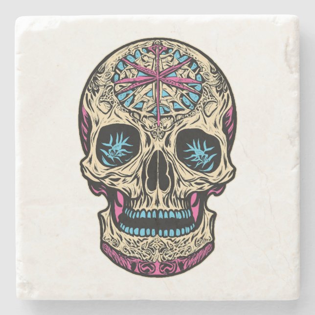 Dia De Los Muertos Sugar Skull Stenunderlägg (Framsidan)