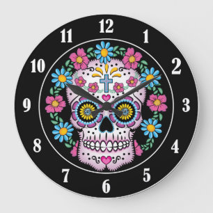 Dia de los Muertos Sugar Skull Stor Klocka