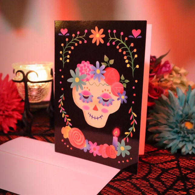 Dia de los Muertos Sugar Skull Sympathy Kort (Skapare uppladdad)