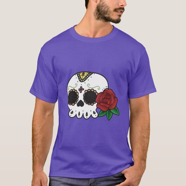 Dia de los Muertos Sugar Skull T Shirt (Framsida)
