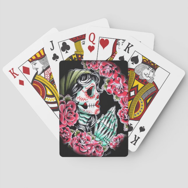 Dia De Los Muertos Sugar Skull Tattoo Flash Casinokort (Baksidan)