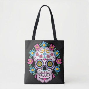 Dia de los Muertos Sugar Skull Tote Bag Tygkasse