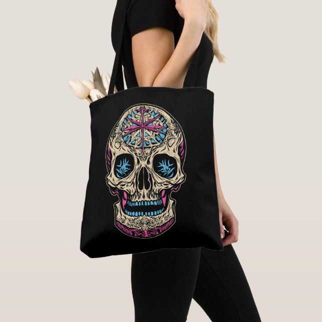Dia De Los Muertos Sugar Skull Tygkasse (Närbild)