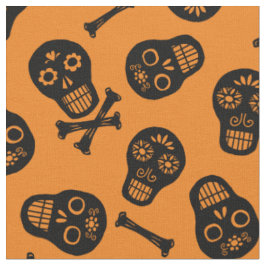 Dia de los Muertos Svarta papperskallar Mönster Tyg