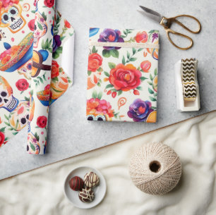 Dia de los Muertos symboler mönster Presentpapper