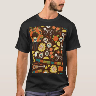 Dia De Los Muertos, tecknad mönster. T Shirt