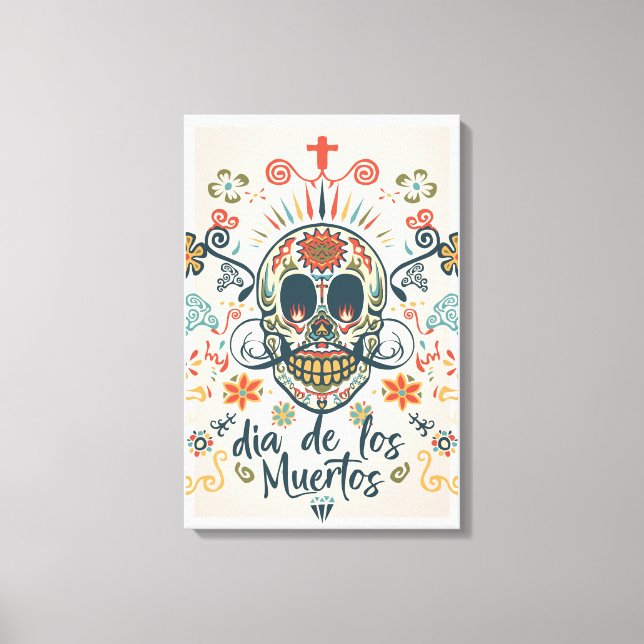 Dia de los muertos tête de mort mexicaine canvastryck (Framsida)