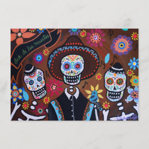 Dia de los Muertos Tres Amigos Mariachi Kort