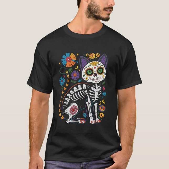 Dia de Los Muertos Tröja Katt Sockerskrål Mexikans (Framsida)