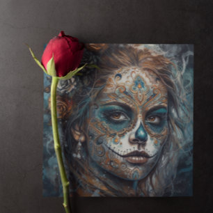 Dia de los Muertos Turkos Ansiktsfärgkort Inbjudningar