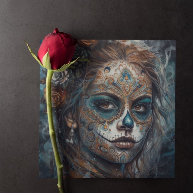Dia de los Muertos Turkos Ansiktsfärgkort Inbjudningar (Skapare uppladdad)