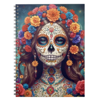 Día de los Muertos vackra kvinnlig bärbar dator Anteckningsbok