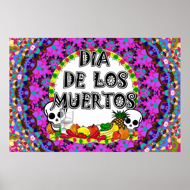 Dia De Los Muertos Vild Färg Poster (Framsidan)