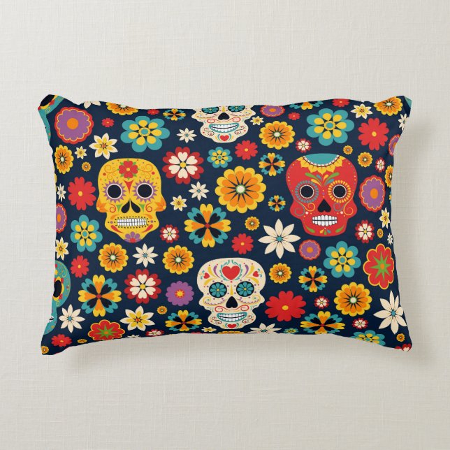 Dia de los Muertos Vintage Prydnadskudde (Framsidan)