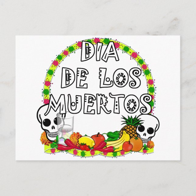 Dia De Los Muertos Vykort (Framsida)