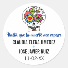 Dia de Los Muertos Wedding Stickers Runt Klistermärke