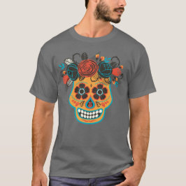 Dia de los Orange Sugar Skull T Shirt