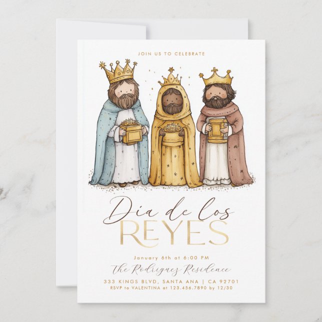 Día De Los Reyes, 3 Kung Party Inbjudningar (Framsida)
