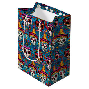 Dia de Muertos, blå döskallar mönster