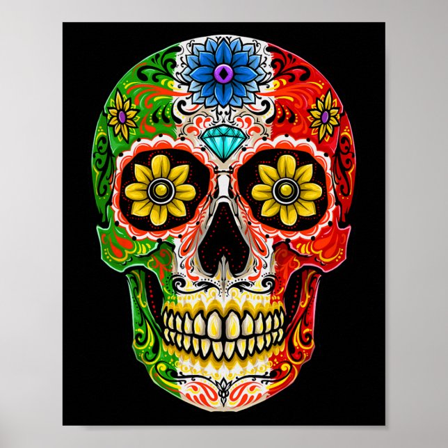Dia De Muertos Cinco De Mayo Sugar Skull Mexican F Poster (Framsidan)