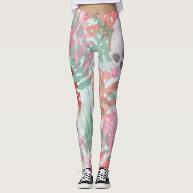 Día de Muertos, Day of the dead blommigt Leggings (Framsida)