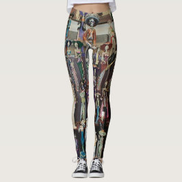 Día de Muertos (day of the dead) damasker Leggings