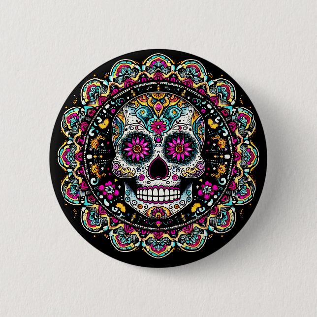 Día de Muertos Day of the dead Mandala Halloween Knapp (Framsida)