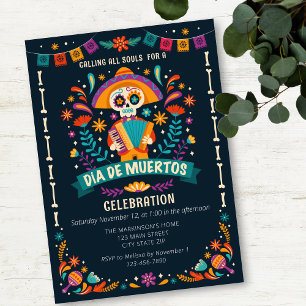 Dia De Muertos Festive Firande Inbjudningar