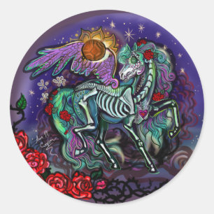 Día de Muertos Horse Runt Klistermärke