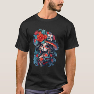 Dia De Muertos La Catrina Dag för döda Socker Skal T Shirt