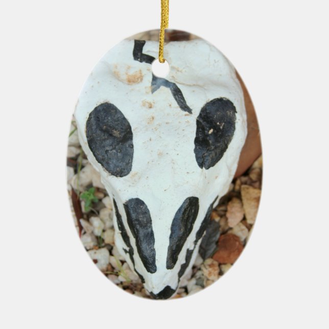 Dia de Muertos målade skalle Julgransprydnad Keramik (Framsidan)