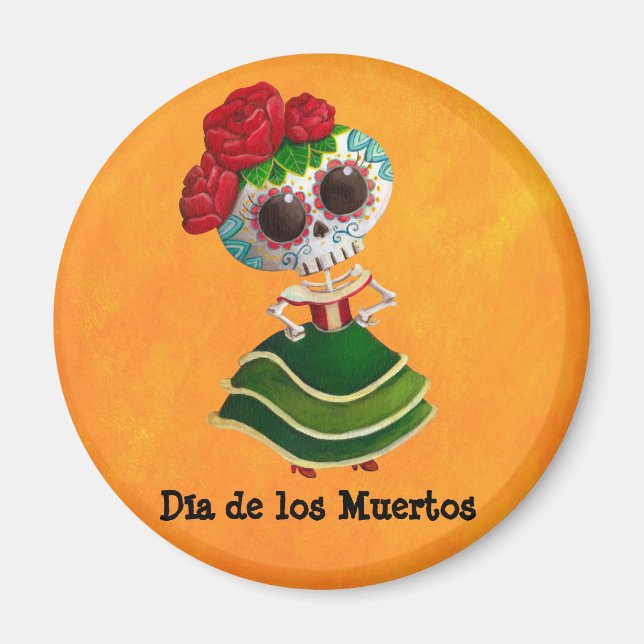 Dia de Muertos Mexican Miss Död Magnet (Framsidan)