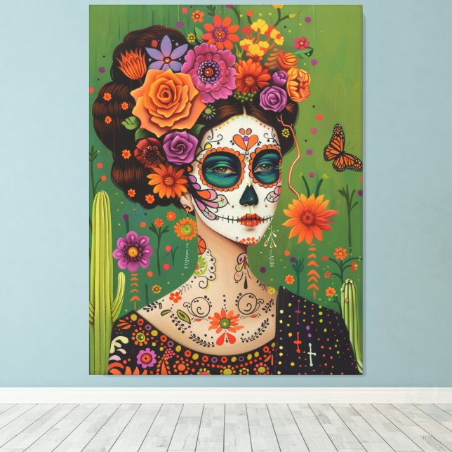Dia de muertos, mexikanestetisk canvastryck (Insitu (trägolv))