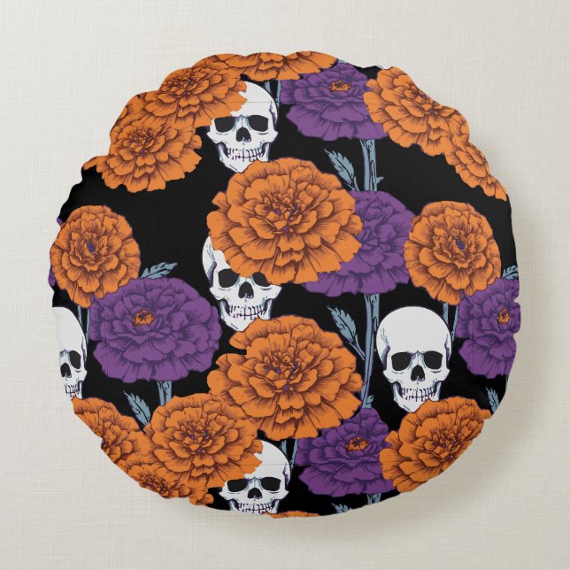 Día de Muertos Rund Kudde (Framsidan)