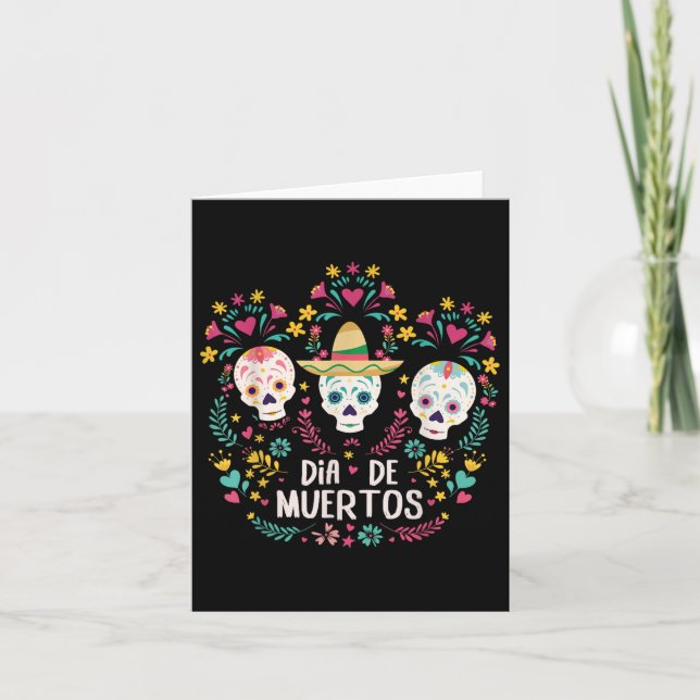 Dia De Muertos Skeleton Head Sugar Bone Halloween Kort (Framsida)