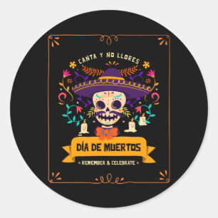 Dia de muertos Skull day of the dead Runt Klistermärke