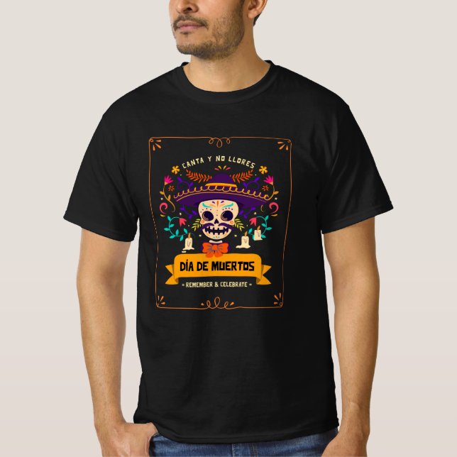 Dia de muertos Skull day of the dead T Shirt (Framsida)
